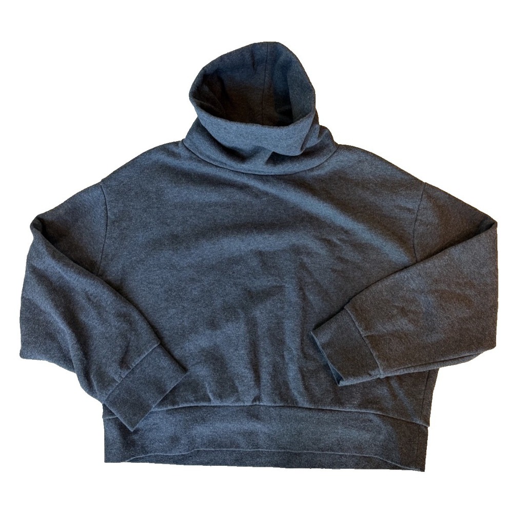 Zara‎ Women's Cozy Boxy Fit Turtleneck Gray Long Sleeve Sweatshirt Size XL